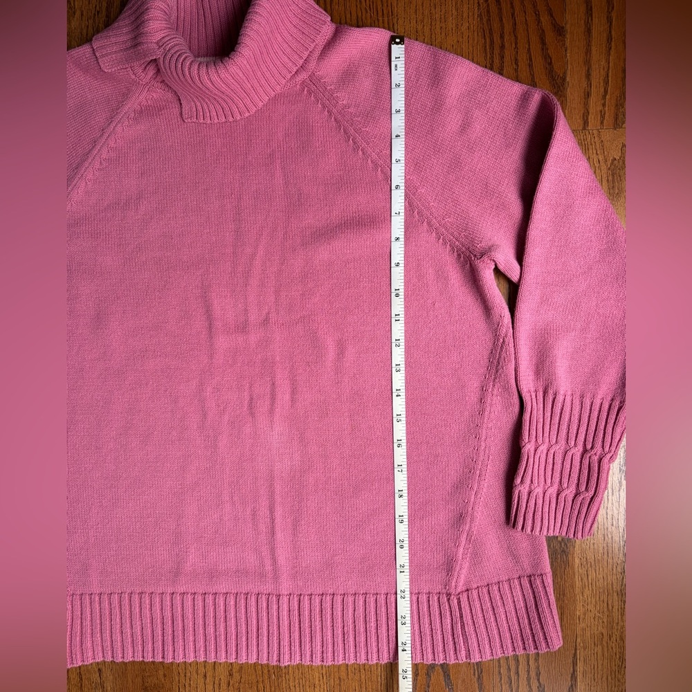 Isaac Mizrahi Live Split Turtleneck Pullover Sweater Pink Large - Picture 6 of 8